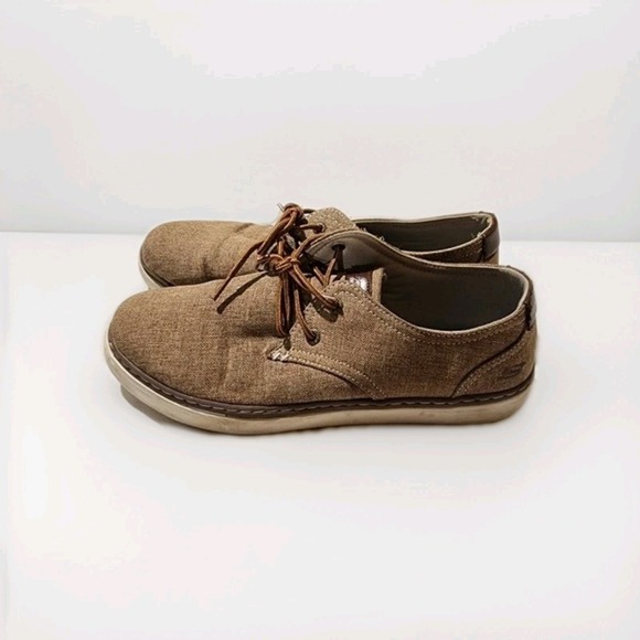 Skechers Relaxed Fit Memory Foam Brown Canvas‎ Oxford Casual Shoes Size 11 - Picture 4 of 9